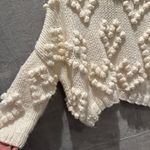 Chicwish Handmade Pom Pom Heart Sweater Med/Large Cream Turtleneck Wool Blend Photo 5