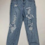 Aeropostale  Womens Mom Jeans Size 8 Blue Light Wash Distressed Destroyed Cotton Photo 0