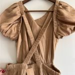 Vestique Elegant Tan Puff Sleeve Dress Photo 1