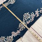 Free People Midi T-Shirt Dress Cotton Linen Blend Embroidered Floral Navy Size L Photo 4