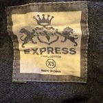 EXPRESS Women’s XS Argyle Sweater V-Neck Green Gray Diamond Knit Preppy Crest Photo 2
