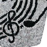 JC USA Vintage 80's Sequin Musical Notes Silver Black Vest Color Block Bling Size L Photo 3