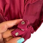 Free People Maroon V-Neck Short Sleeve Snap Closure Bodysuit Women Sz L Photo 8
