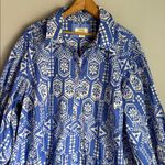 Anthropologie MAEVE BY  bubble hem shirt dress in blue and white 1X Photo 5