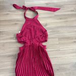 Abercrombie & Fitch NWT  Giselle Halter Maxi Pleated Dress Cutouts Berry Small Photo 5