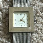 Yves‎ Rocher women’s vintage silver Y2K stainless steel square bracelet watch Photo 0