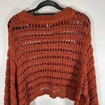 Free People Womens Sweater Sz XS Orange Knit Open Crochet Boho Coastal Cowgirl Photo 9