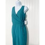 1. State  Women's Twill Sleeveless V-Neck Wrap Front Jumpsuit Emerald Green Size 0 Photo 3
