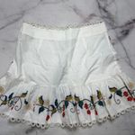 Farm Rio  Pitanga Embroidery Mini Skirt Size XL Off White New Crochet Birds Photo 5