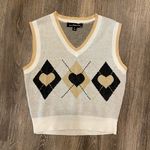 Y2k 90s cropped argyle hearts sweater vest preppy academia medium NEW NWT Gray Photo 0