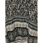 American Rag  Top M Black White Paisley‎ Boho Blouse Long Sleeve Keyhole Casual Photo 2