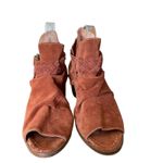 Sundance  Pienza Rust Brown Suede Ankle Open Toe Booties size 8 size 38 Photo 1