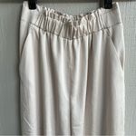 Claudie Pierlot Wide Leg Trousers Pants with Smocked Waist Band Satin Beige 38 Gold Size 6 Photo 4