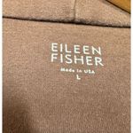 Eileen Fisher  Open Front Cardigan Top Brown Hooded Organic Cotton Womens Large L Photo 2