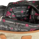 Stone Mountain USA‎ Canvas Spectator 2 Zip Hobo with Leather Trim Blue Tan Purse Photo 8