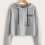 SheIn Letter Graphic Heather Grey Hoodie Photo 0