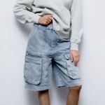 ZARA Womens Baggy Cargo Shorts Y2K 90s Grunge Hip Hop Light Wash Skater 8 NEW Photo 5