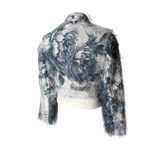 Vintage 90’s Rare Mesmerize Fuzzy Long Eyelash Zip Front Crop Top/Jacket, Sz S Blue Photo 5