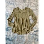 Sim & Sam Green Ruched Fabric Long Sleeve Boho Top Small Photo 4