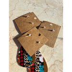 Cowgirl Set Of 3 Pairs Of Earrings: Teardrop Faux Leather & Studs With Cow Print Red Photo 3