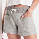 Athleta Shorts 4 Cabo Linen 4” Gray 100% Linen Pull On Drawstring Closure Photo 0