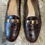 Salvatore Ferragamo  Brown Leather Croc Loafers size 8.5 Photo 3