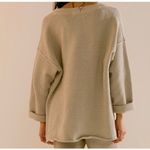 FP Beach Hailee Waffle Knit Henley Sweater Beige Pullover Top Slouchy Relaxed XS Photo 1