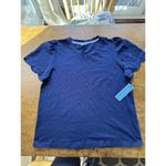 Draper James Blouse Women's Navy Blue Preppy Southern Eyelet Sleeve Sz L New Photo 6