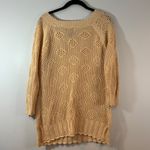 Rafaella Open Knit Crochet Cotton Blend Tan Scalloped Edge Tunic Swim Coverup L Photo 1