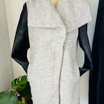 EXPRESS Shawl Collar Faux Leather Sleeve Zip Coat, Size Small, Gray/Black, NWOT Photo 0