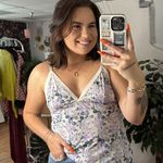 Jessica Simpson Y2K Floral V-Neck Cami Top Blue White Size Medium Photo 0