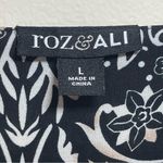 Roz & Ali  | Black Floral and Beaded Neckline Blouse | Large Photo 5