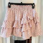 The Shirt by Rochelle Behrens Floral Ruffle Mini Skirt XS White Photo 0
