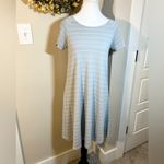 FREE FLY Womens Bamboo Dockside Sagebrush/White Stripe Tee Shirt Dress ~ Small Gray Photo 1