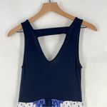 Venus  Navy White Chiffon‎ Asymmetrical Handkerchief Midi Dress Cutout Tie Front Photo 8