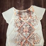 Vintage Y2K Fang Lace Sheer Geometric Blouse Tan Size M Photo 1