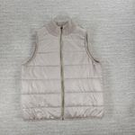 Joie  Reversible Cable Knit Puffer Vest Women’s M Beige Oatmeal Zip Mock Neck Photo 11