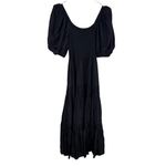 La Ligne Black Smocked Puff Sleeve Midi Dress Size XS Photo 2