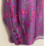 Apiece Apart  Sez Pintuck Purple floral Silk Blouse size 4 Photo 3