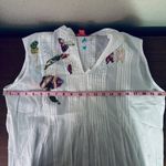 Mystery Embroidered Sleeveless Tunic Top Pintuck Detail White Large Photo 3