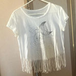American Eagle FINAL MARKDOWN  White Short Sleeve Fringe Tee medium Photo 0