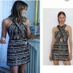 ZARA SEQUIN WRAP MINI DRESS BLACK/WHITE/GOLD SIZE S NEW Photo 1