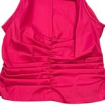 Tadashi Shoji TADASHI CROPPED HOT PINK SATIN PINTUCK RUCHED GATHERED STRETCHY BLOUSE TOP 6 Photo 3