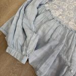 ZARA Embroidered Blue Baby Doll Top Photo 2