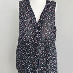 Vintage 90s Black Floral Sleeveless Vest Cardigan Top Grunge Cottage Blouse M Size XL Photo 1