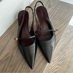 Tory Burch NWOB  Double T Buckle Mary Jane Slingback Heels in Black Sz 10 Photo 5