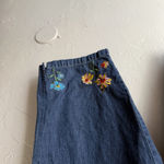 Jane Ashley Pants Vintage 90 small Embroidered Floral Capri Denim Cottage Photo 3