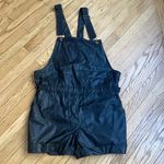RED SAKS FIFTH AVENUE vegan leather shorts overalls size large Black Photo 1