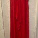 B. Smart Small Red Lined Chiffon Spaghetti Strap Rhinestone Accent Gown Dress Photo 0