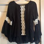 Joseph Ribkoff  | Black & White Lined Long Sleeved Blouse Lace Detailing Size 12 Photo 4